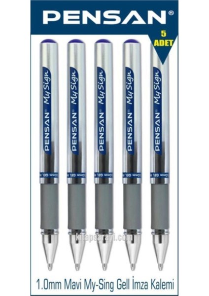 My-Sing Gel 1.0 mm Mavi Roller Imza Kalemi 5 Adet