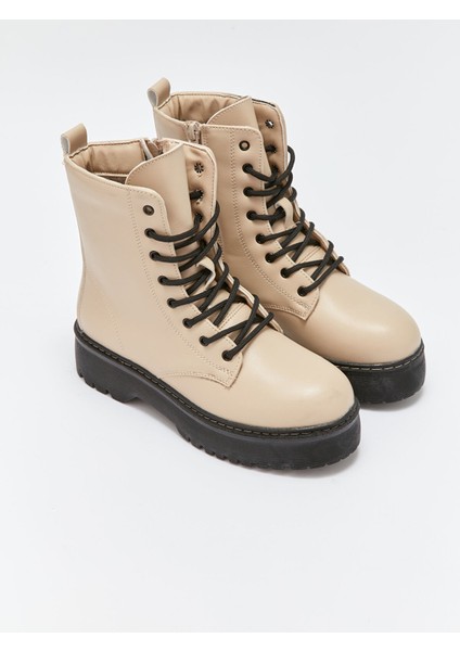 Yeni Sezon Deri Görünümlü Topuklu Kadın Bot