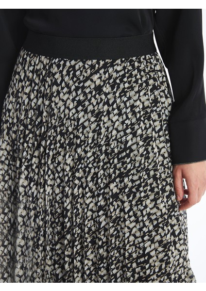 Yeni Sezon Beli Lastikli Desenli Şifon Kadın Pileli Etek modelleri