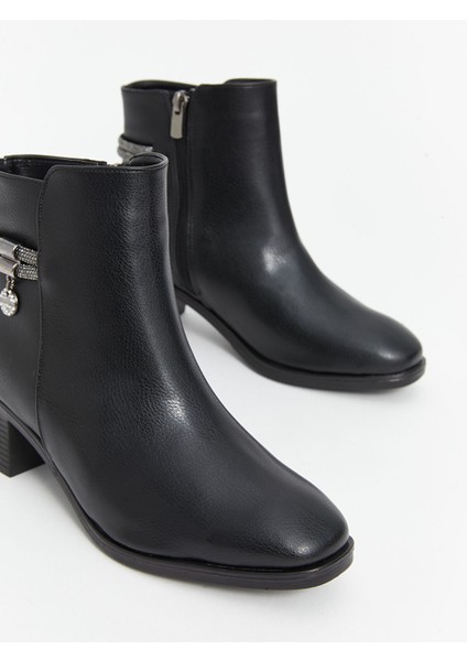 Yeni Sezon Deri Görünümlü Kadın Topuklu Bot modelleri