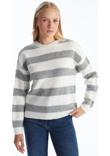 Yeni Sezon Bisiklet Yaka Renk Bloklu Kadın Triko Kazak