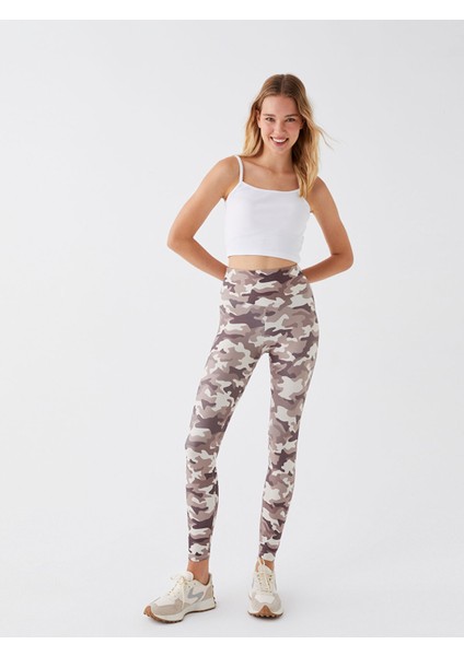 Yeni Sezon Beli Lastikli Desenli Kadın Spor Tayt modelleri