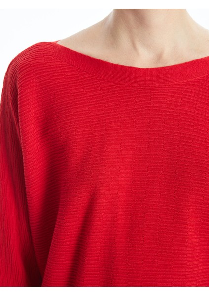 Yeni Sezon Kayık Yaka Dokulu Kadın Triko Kazak modelleri