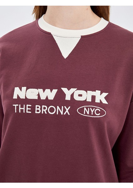 Yeni Sezon Bisiklet Yaka Nakışlı Kadın Sweatshirt Tunik modelleri