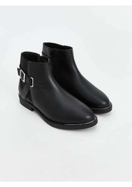 Yeni Sezon Fermaurlı Deri Görünümlü Kadın Bot