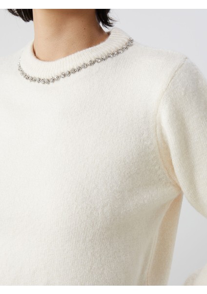 Yeni Sezon Bisiklet Yaka Taşlı Kadın Triko Kazak modelleri