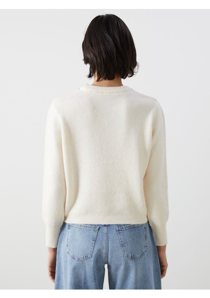 Yeni Sezon Bisiklet Yaka Taşlı Kadın Triko Kazak fırsatları