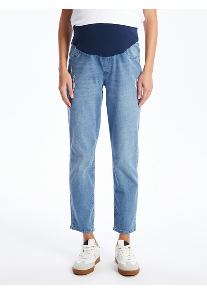 Yeni Sezon Karın Panelli Slim Mom Yırtık Detaylı Hamile Jean Pantolon fiyatları