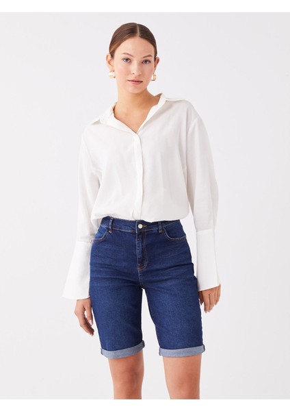 Yeni Sezon Normal Bel Bermuda Fit Kadın Jean Şort