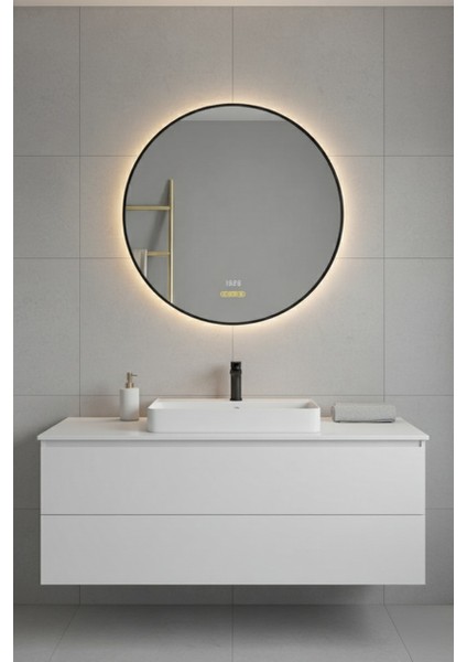 Akıllı Buhar Tutmaz Hareket Sensörlü 3 LED Işıklı Dekoratif Banyo Aynası 80 cm