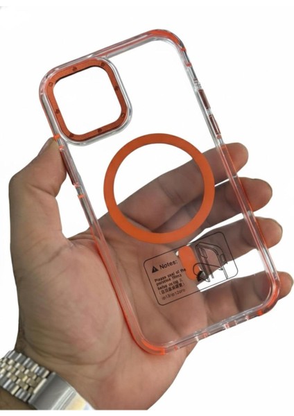iphone 16 Plus Magsafe Şeffaf Turuncu Kılıf