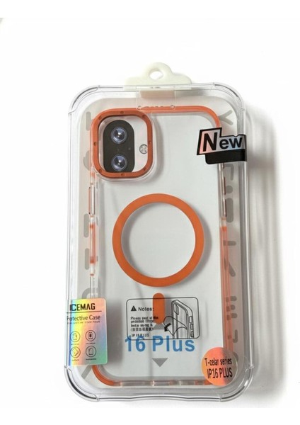 iphone 16 Plus Magsafe Şeffaf Turuncu Kılıf modelleri