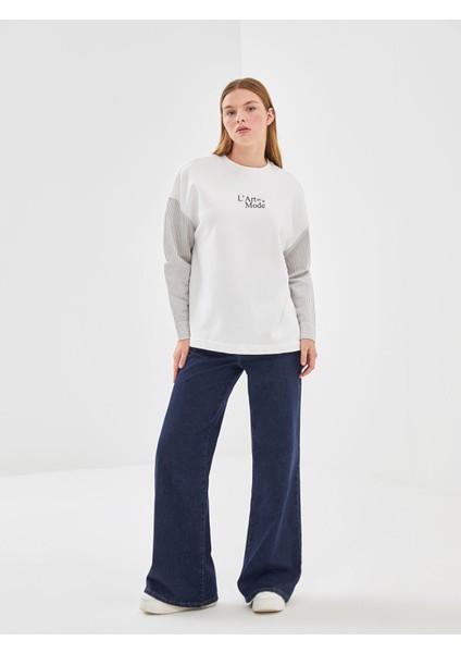 Yeni Sezon Bisiklet Yaka Baskılı Oversize Kadın Kalın Sweatshirt fiyatları