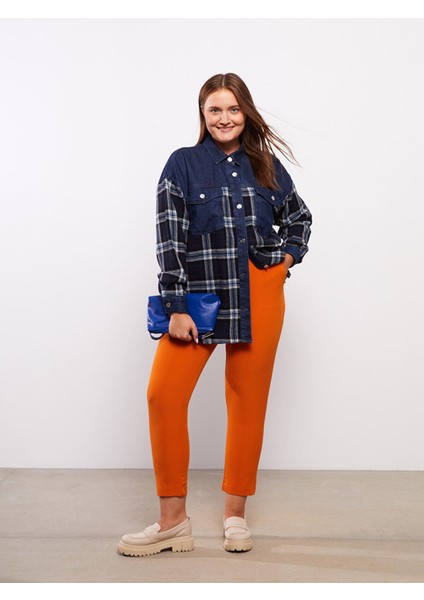 Yeni Sezon Önden Düğme Kapamalı Ekose Uzun Kollu Gabardin Kadın Gömlek Ceket