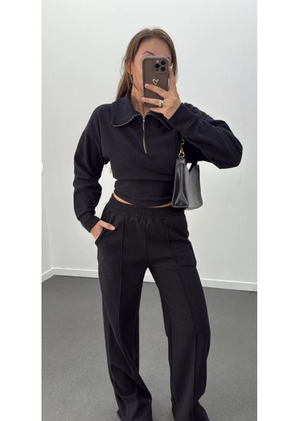 Kahverengi Kadın - Fitilli Polar Sweat Eşofman Takımı modelleri