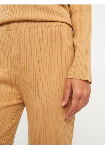 Yeni Sezon Beli Lastikli Çizgili Kadın Triko Pantolon modelleri