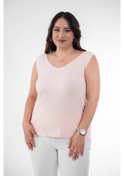 Kadın Büyük Beden Vals V Yaka Bluz Somon fiyatları