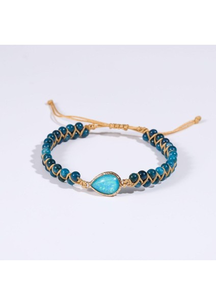 Apatit Doğal Taş Bileklik – Ayarlanabilir Makrome – Nazar Koruma & Enerji Dengeleyici – Kadın Erkek Unisex