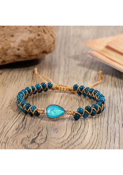 Apatit Doğal Taş Bileklik – Ayarlanabilir Makrome – Nazar Koruma & Enerji Dengeleyici – Kadın Erkek Unisex modelleri