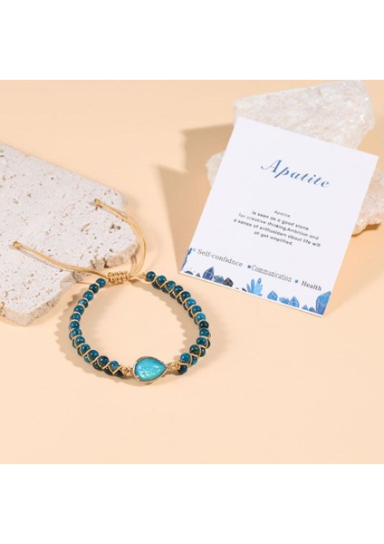 Apatit Doğal Taş Bileklik – Ayarlanabilir Makrome – Nazar Koruma & Enerji Dengeleyici – Kadın Erkek Unisex fırsatları
