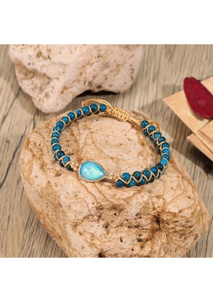 Apatit Doğal Taş Bileklik – Ayarlanabilir Makrome – Nazar Koruma & Enerji Dengeleyici – Kadın Erkek Unisex indirimleri