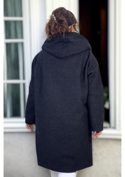 Kapüşonlu Torba Cep Fermuarlı Büyük Beden Kıvırcık Buklet Kaban modelleri