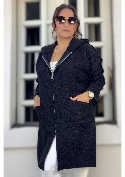 Kapüşonlu Torba Cep Fermuarlı Büyük Beden Kıvırcık Buklet Kaban fırsatları