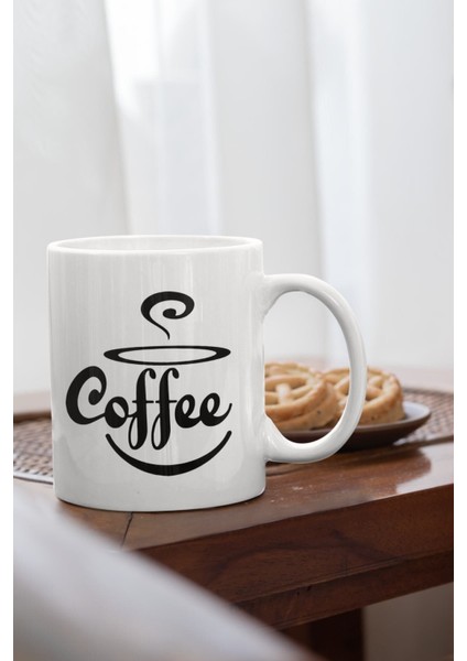 Coffee Baskılı Porselen Kupa Bardak
