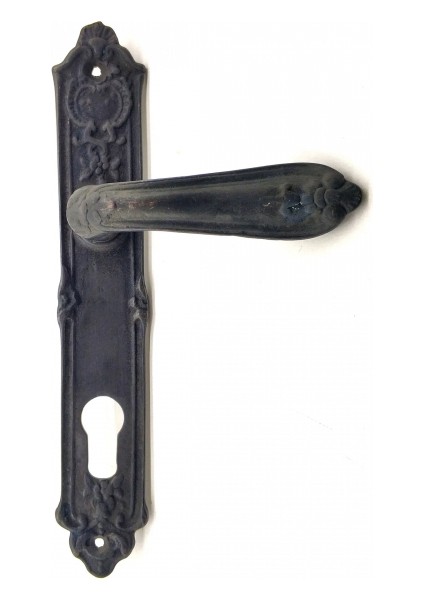 Antika Tarz Dekoratif Pirinç Çiçekli Yale Kapı Kolu - 240X40 Mm, Oksit