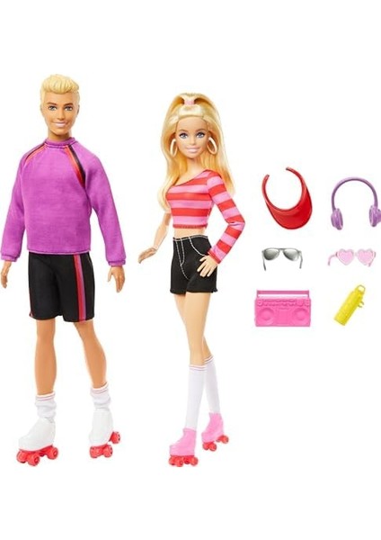 & Ken 65. Yıl 2&apos;li Parti Bebekler & Ken 65. Yıl 2&apos;li Parti Bebekler ve 6 Aksesuarlı Set, Paten Teması, 65. Yıl Dönümü HXK90 fiyatları