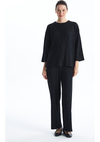 Yeni Sezon Beli Lastikli Dokulu Kadın Pantolon