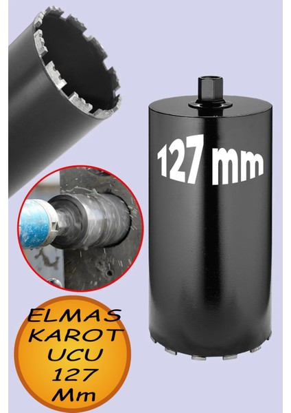Elmas Karot Ucu 127 mm Shun Beton Zemin Duvar Delme Delik Açma Panç Aparat Uç Deprem Numune Al Test