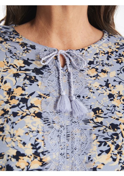 Yeni Sezon Bağlamalı Yaka Desenli Uzun Kollu Kadın Bluz modelleri