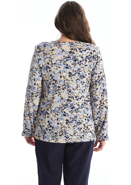 Yeni Sezon Bağlamalı Yaka Desenli Uzun Kollu Kadın Bluz fırsatları