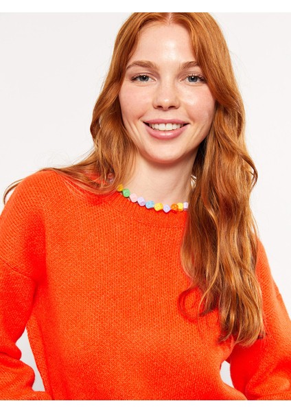 Yeni Sezon Bisiklet Yaka Düz Uzun Kollu Kadın Triko Kazak