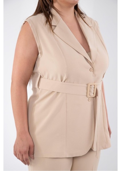 Kadın Büyük Beden Ceket & Bej Yelek