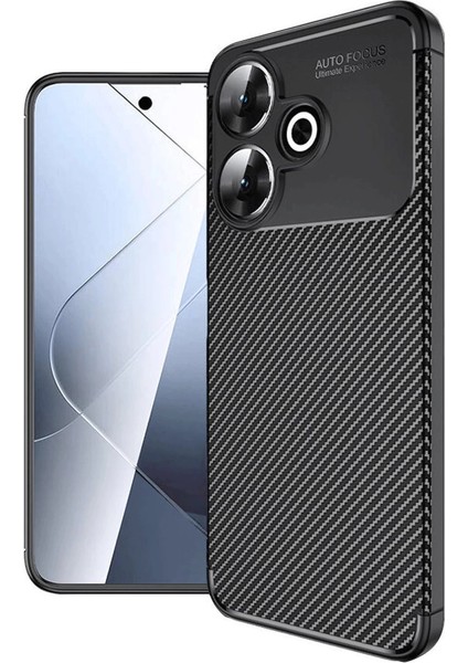 Redmi 13 4g Kılıf Auto Focus Karbon Kapak - Siyah