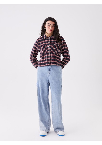 Yeni Sezon Desenli Uzun Kollu Crop Kadın Gömlek Ceket modelleri