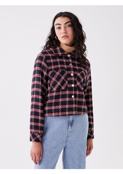 Yeni Sezon Desenli Uzun Kollu Crop Kadın Gömlek Ceket fiyatları