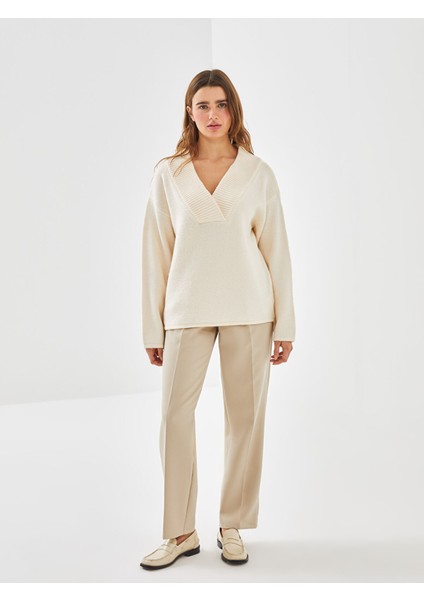 Yeni Sezon V Yaka Oversize Kadın Triko Kazak fiyatları