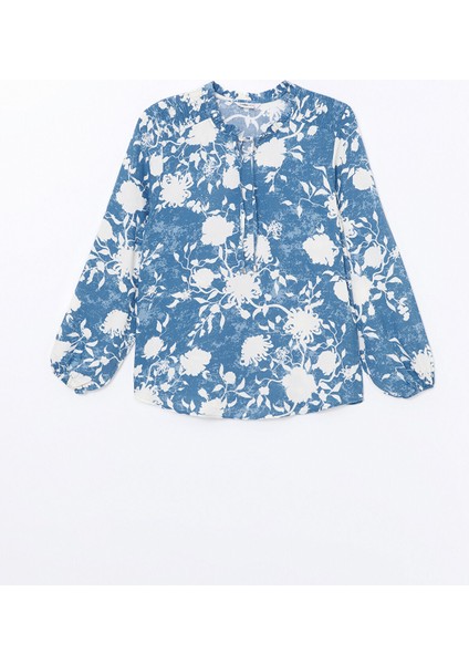 Yeni Sezon Bağlamalı Yaka Desenli Kadın Bluz indirimleri