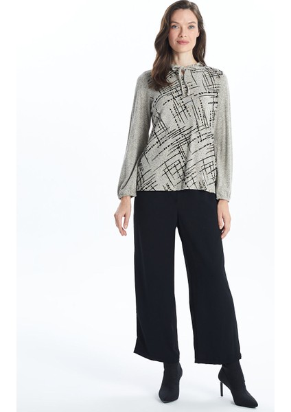 Yeni Sezon Bağlamalı Yaka Desenli Kadın Bluz fiyatları