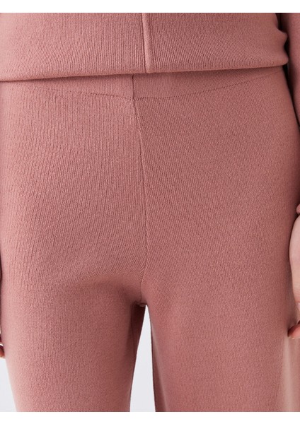 Yeni Sezon Kadın Beli Lastikli Dar Fit Düz Triko Pantolon modelleri