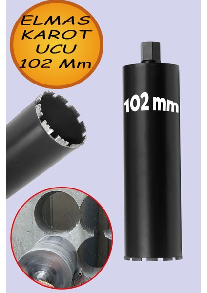 Elmas Karot Ucu 102 mm Shun Beton Zemin Duvar Delme Delik Açma Panç Aparat Uç Deprem Numune Al Test