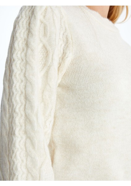 Yeni Sezon Bisiklet Yaka Kendinden Desenli Kadın Triko Kazak modelleri