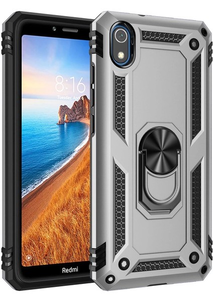Redmi 7A Kılıf Sofya Yüzüklü Silikon Kapak - Gümüş