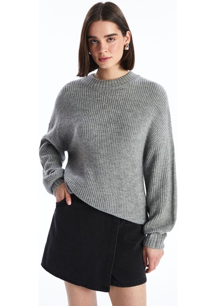 Yeni Sezon Bisiklet Yaka Düz Uzun Kollu Kadın Triko Kazak