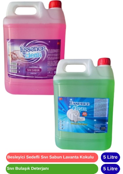 Temizlik Seti 2 Parça-Bulaşık Deterjanı 5 Lt-Sıvı Sabun 5 Lt