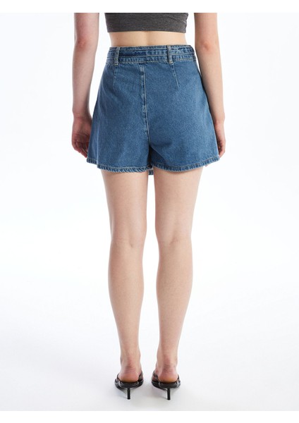Yeni Sezon Beli Kemerli Standart Fit Kadın Jean Şort Etek fırsatları