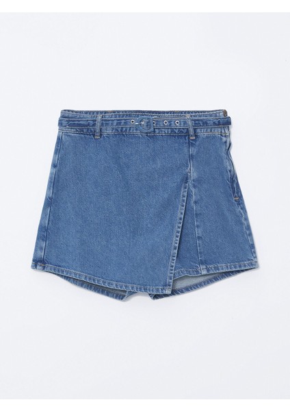 Yeni Sezon Beli Kemerli Standart Fit Kadın Jean Şort Etek indirimleri
